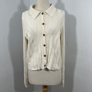 Loulou Studio Sweater Womens L Beige Silk Blend Caine‎ Ribbed Minimalist Chunky